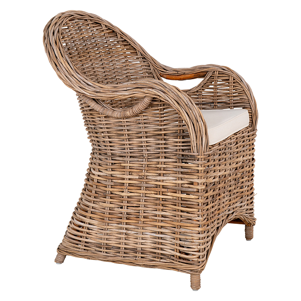 KRZESŁO Larisa RATTANOWE metalowa rama szara poduszka