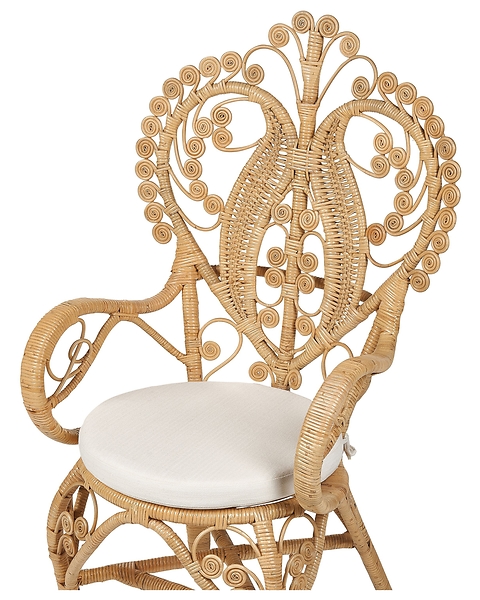 Fotel paw rattanowy z poduszką beżowy rattanowy