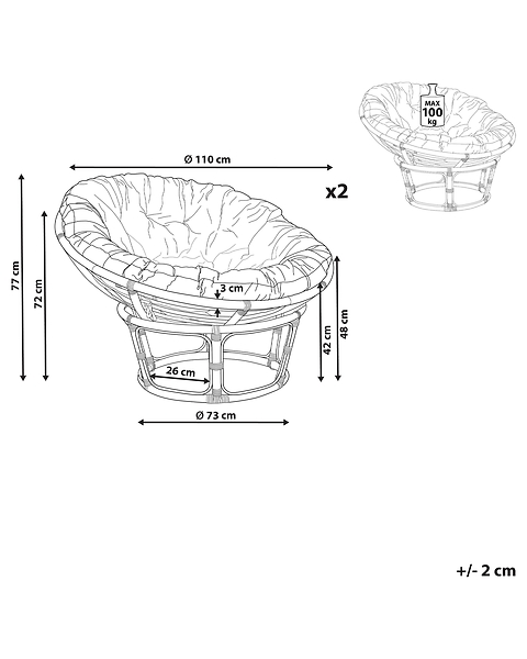 2 fotele rattanowe naturalne z jasnobeżowym