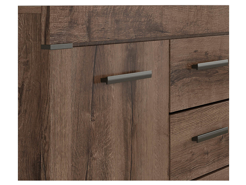 Komoda Balin 160 cm z 2 drzwiami i 3 szufladami dąb monastery/dąb czarny