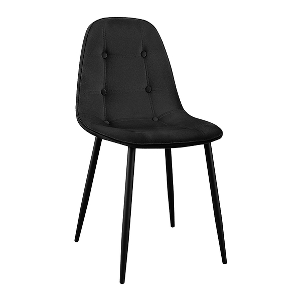 Krzesło tapicerowane czarne welurowe pikowane guziki do salonu