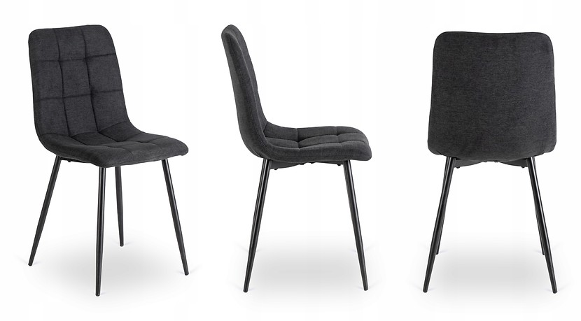 Krzesło Tapicerowane Kuchenne Do Jadalni Kuchni Salonu Loft Czarne PERU 2