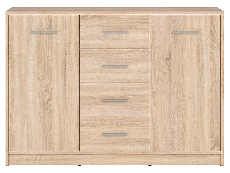 Komoda Nepo Plus 119 cm z 2 drzwiami i 4 szufladami dąb sonoma/biały
