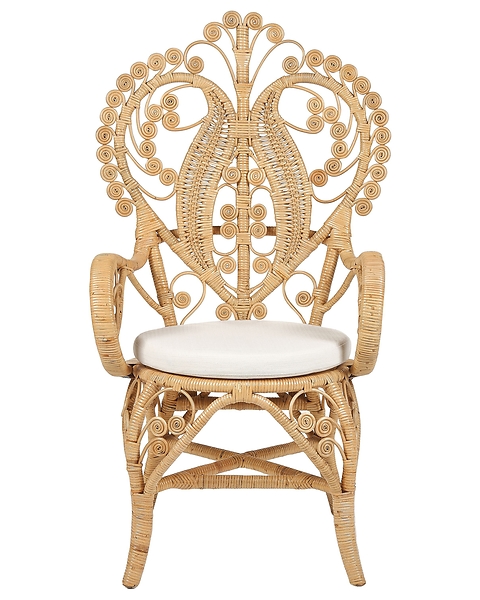 Fotel paw rattanowy z poduszką beżowy rattanowy