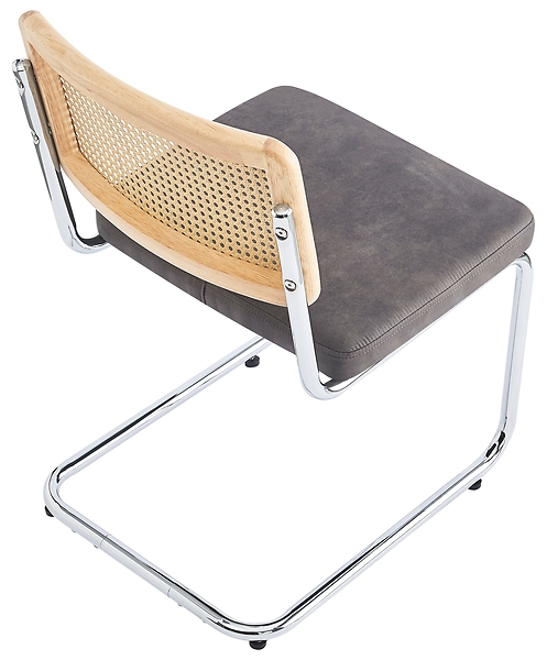 Zestaw 2 krzeseł metalowych z plecionką i skórą ekologiczną