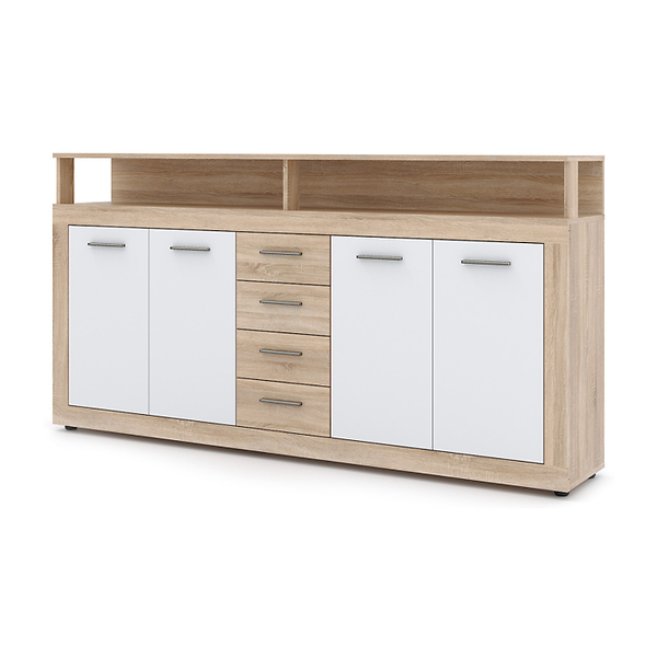 Komoda z Szufladami Duża Do Salonu BLAGO Dąb Sonoma Biała