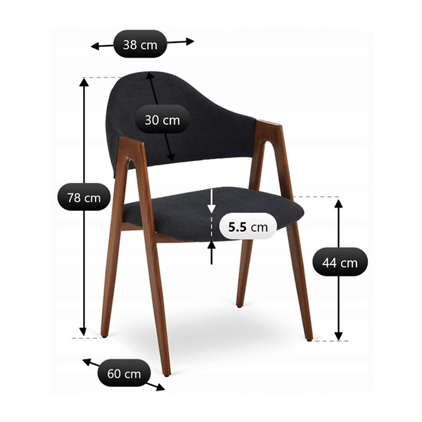 Krzesło Tapicerowane Kuchenne Skandynawskie Do Jadalni Salonu Popiel RUIZ