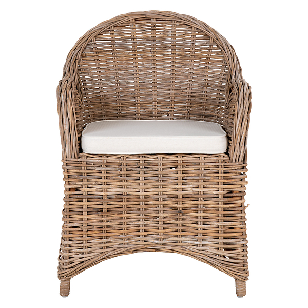 KRZESŁO Larisa RATTANOWE metalowa rama szara poduszka