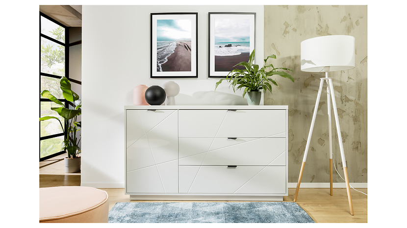 Komoda Forn 156 cm z drzwiami i 3 szufladami dąb delano ciemny/czarny mat