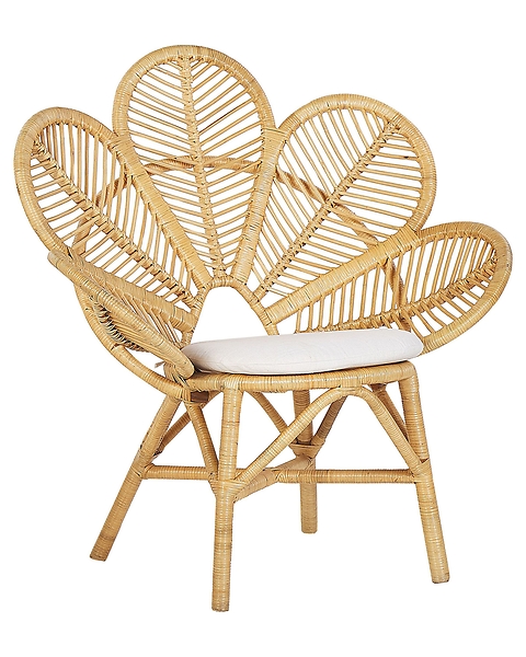 Fotel paw rattanowy z poduszką beżowy