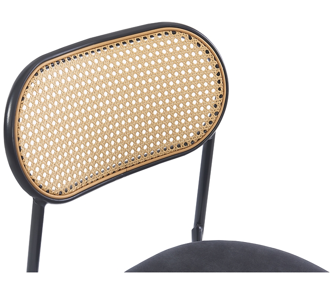 Zestaw 2 krzeseł metalowych z plecionką i skórą ekologiczną