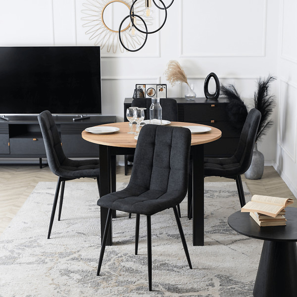 Krzesło Tapicerowane Kuchenne Do Jadalni Kuchni Salonu Loft Czarne PERU 2