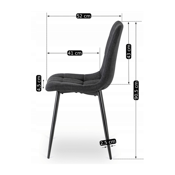 Krzesło Tapicerowane Kuchenne Do Jadalni Kuchni Salonu Loft Czarne PERU 2