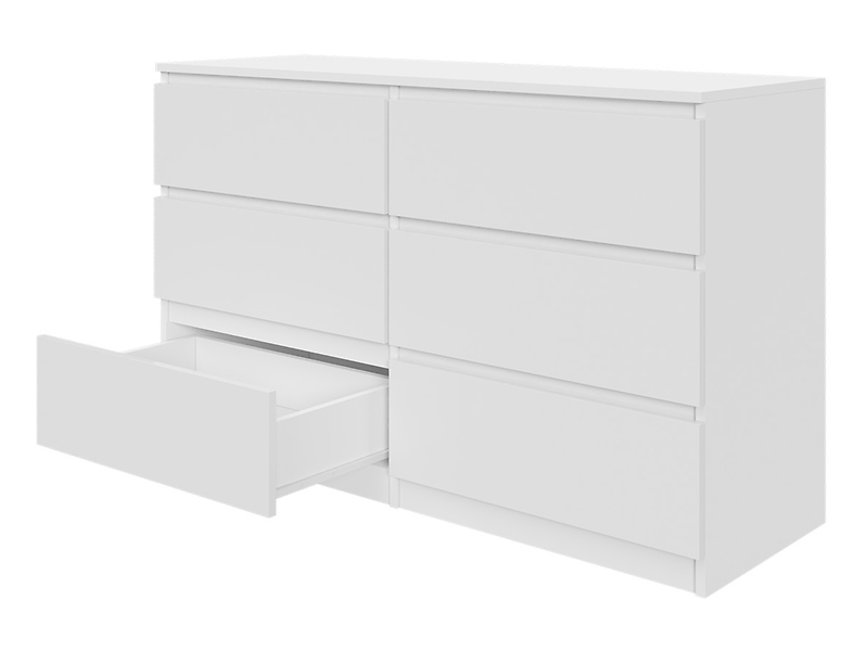 KOMODA Biała Lakierowana 120 cm - 6 pojemnych szuflad