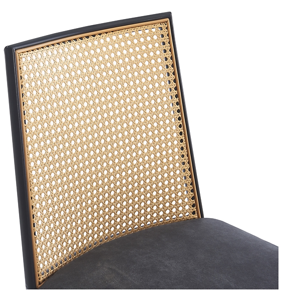 Zestaw 2 krzeseł metalowych z plecionką i skórą ekologiczną