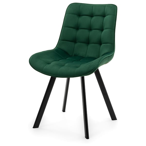 Krzesło Tapicerowane Welurowe Do Salonu Jadalni Zielone TORI