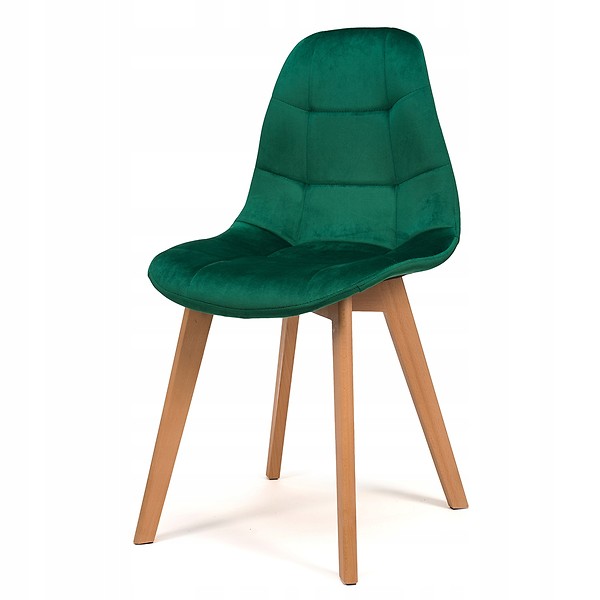 Krzesło tapicerowane skandynawskie welurowe VEGAS zielony