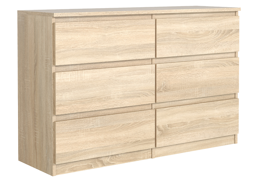 Komoda 6 szuflad 120cm biały połysk pojemna szafka do salonu sypialni