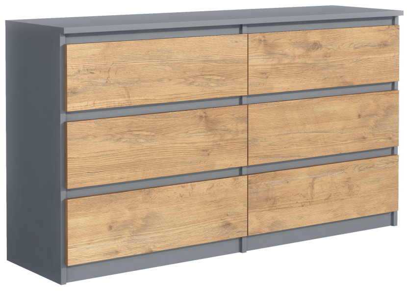 Komoda 6 szuflad 120cm biały połysk pojemna szafka do salonu sypialni