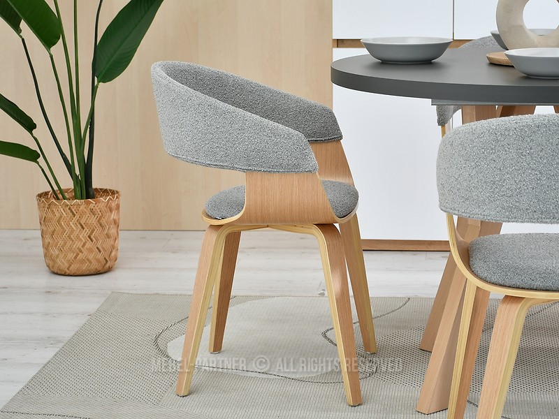 Szare Krzesło Boucle Robin Do Jadalni I Biura W Stylu Nowoczesnym