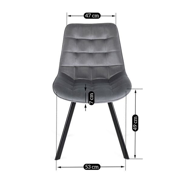 Zestaw 6x Krzesło Tapicerowane RICK do Salonu Czarne Welurowe Loft