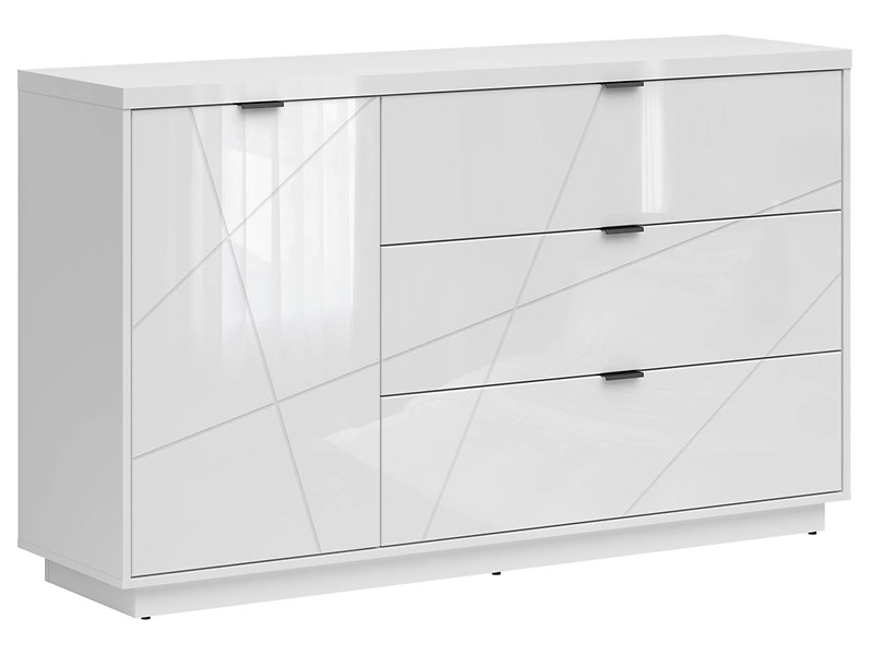 Komoda Forn 156 cm z drzwiami i 3 szufladami dąb delano ciemny/czarny mat