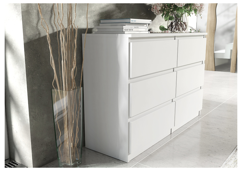 Komoda 6 szuflad 100cm biała