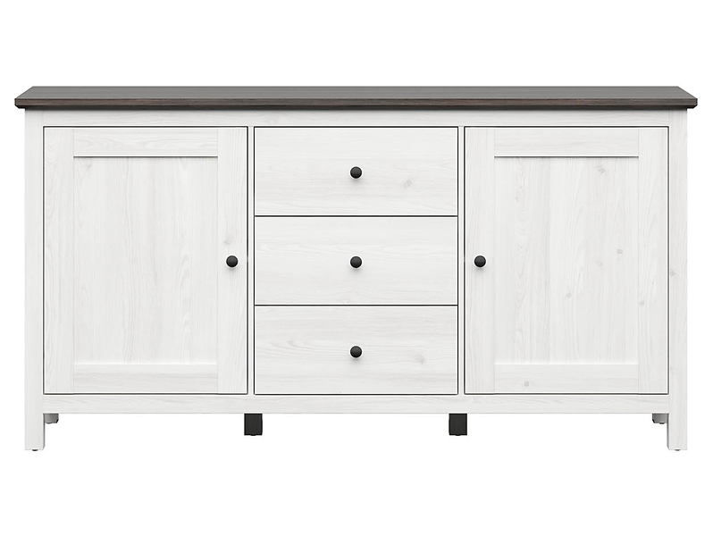 Komoda Hesen 186 cm z 2 drzwiami i 3 szufladami modrzew sibiu jasny/sosna larico