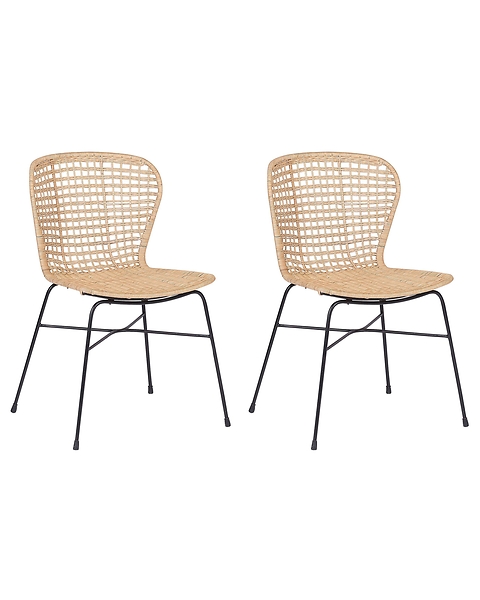 Zestaw 2 rattanowych krzeseł beżowy