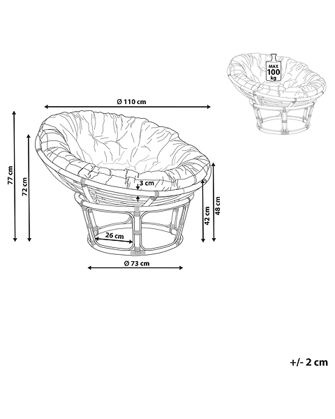 Fotel rattanowy naturalny z jasnobeżowym