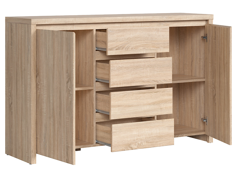 Komoda Kaspian 144 cm z 2 drzwiami i 4 szufladami dąb sonoma