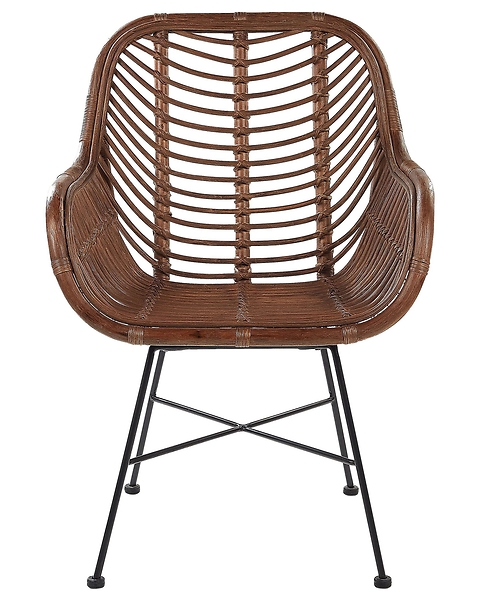 Krzesło z rattanu jadalnia salon brązowe