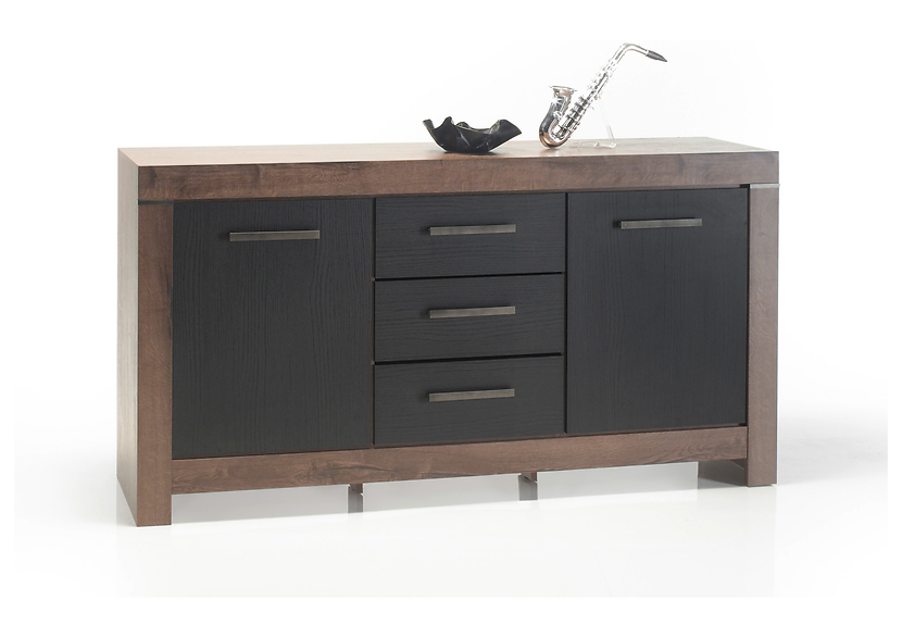 Komoda Balin 160 cm z 2 drzwiami i 3 szufladami dąb monastery/dąb czarny