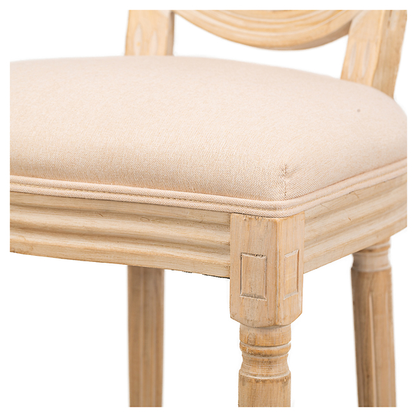 Zestaw 2 krzeseł drewno/plecionka beż tkanina