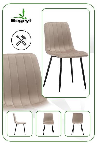 Krzesło Magnolia beżowe welur do salonu do jadalni do kuchni BEGRYF
