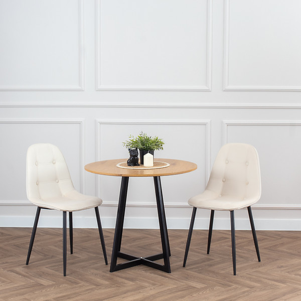 Krzesło tapicerowane czarne welurowe pikowane guziki do salonu