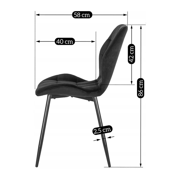 Krzesło Tapicerowane Welurowe Do Jadalni Salonu Loft Granatowe LUCKY