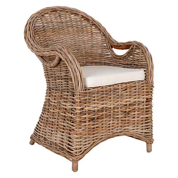 KRZESŁO Larisa RATTANOWE metalowa rama szara poduszka