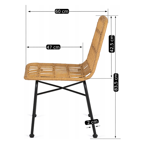 Krzesło Ogrodowe Rattanowe Skandynawskie Do Kuchni WALDI