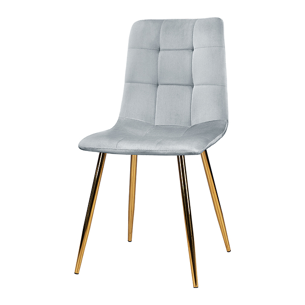 Krzesło tapicerowane szare welurowe pikowane złote nogi glamour