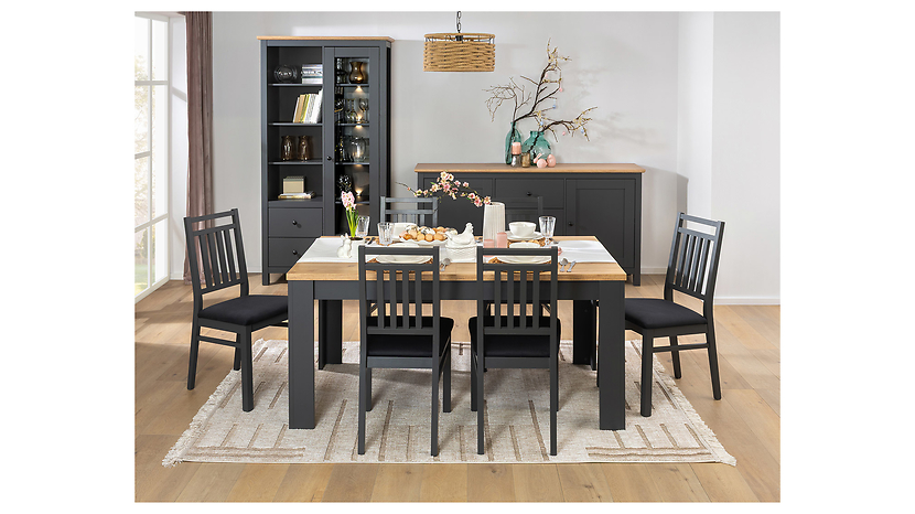 Komoda Hesen 186 cm z 2 drzwiami i 3 szufladami modrzew sibiu jasny/sosna larico