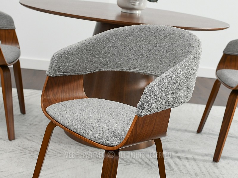 Szare Krzesło Boucle Robin Do Jadalni I Biura W Stylu Nowoczesnym