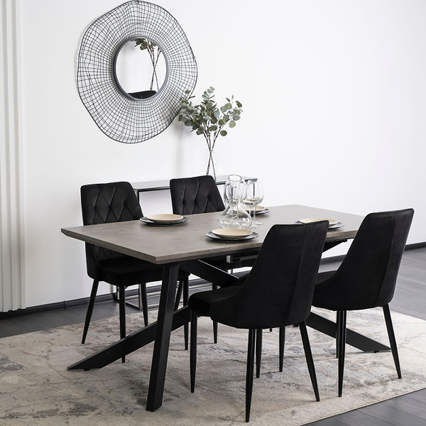 Zestaw 6x Krzesło Tapicerowane CORK do Salonu Szare Welurowe Loft