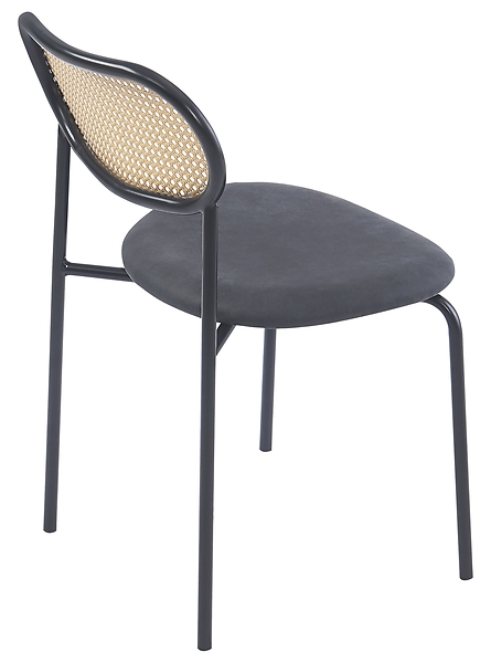 Zestaw 2 krzeseł metalowych z plecionką i skórą ekologiczną