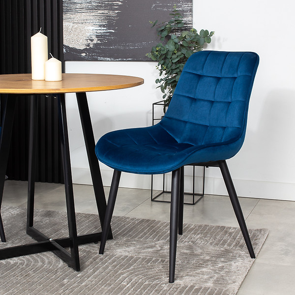 Krzesło tapicerowane welurowe pikowane do salonu jadalni