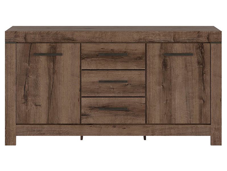 Komoda Balin 160 cm z 2 drzwiami i 3 szufladami dąb monastery/dąb czarny