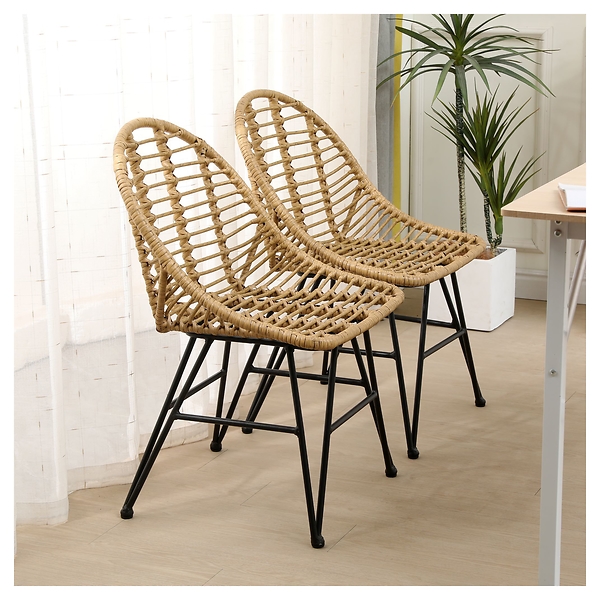 Zestaw 4 krzeseł z metalu i rattanu