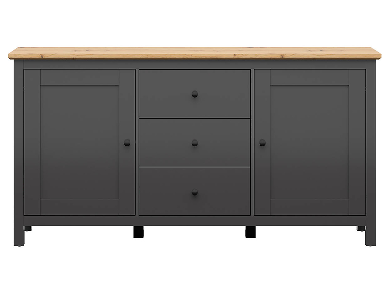 Komoda Hesen 186 cm z 2 drzwiami i 3 szufladami modrzew sibiu jasny/sosna larico