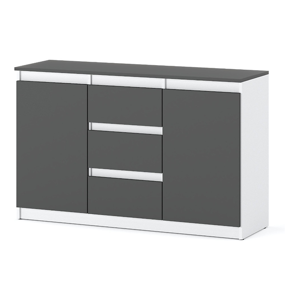 Komoda do salonu nowoczesna 120cm 3 szuflady biała szara mat