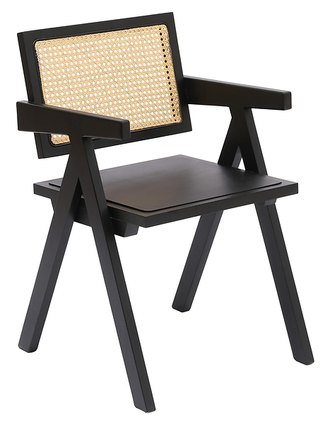 Krzesło stołowe z drewna i czarnym plecionką